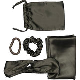 silk Headband with Silk Pillowcase, One Silk Travel Bag, One Silk Med, Scrunchie Set