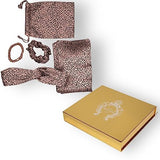 silk Headband, Silk Pillowcase, One Silk Travel Bag, One Silk Med, silk Scrunchie, leopard silk