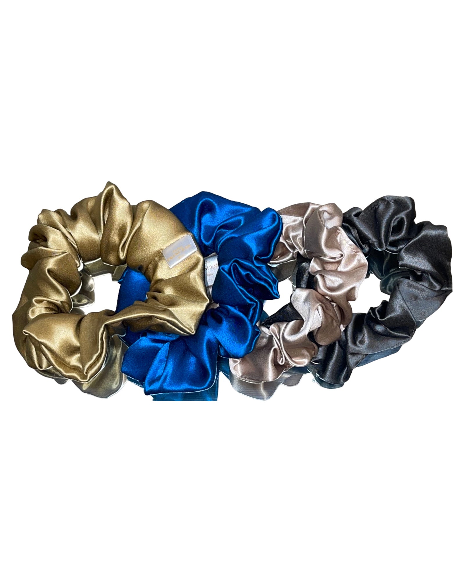 Champagne, blue, gold, black Mulberry Silk Turbans